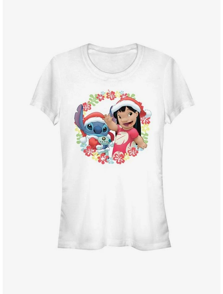 Brand new โค๏ธ Disney Lilo & Stitch ๐ Christmas Hawaiian Floral Wreath ๐ง Girls T-Shirt โญ 3 Brand new โค๏ธ Disney Lilo & Stitch ๐ Christmas Hawaiian Floral Wreath ๐ง Girls T-Shirt โญ