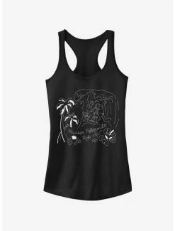 New ❤️ Disney Lilo & Stitch Stitch Surf Line Art 👧 Girls Tank 🔥