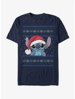 New 🤩 Disney Lilo & Stitch Holiday Stitch Wearing Santa Hat T-Shirt ⭐