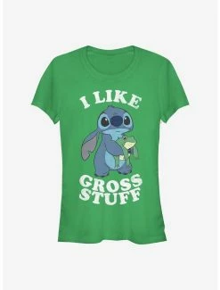 Hot Sale 🛒 Disney Lilo & Stitch I Like Gross Stuff Stitch 👧 Girls T-Shirt ⭐