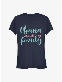 Cheapest 🤩 Disney Lilo & Stitch Ohana Script 👧 Girls T-Shirt 💯