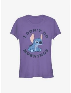 Outlet 🥰 Disney Lilo & Stitch Don't Do Mornings 👧 Girls T-Shirt 🥰