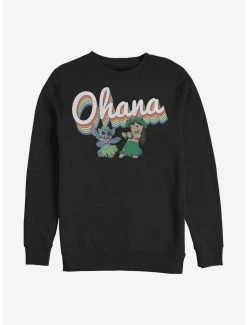 Promo ⌛ Disney Lilo & Stitch Rainbow Ohana Crew Sweatshirt 🎁