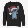 Best Pirce 😉 Disney Lilo & Stitch Santa Hat Crew Sweatshirt ✔️ -lilo and stitch shop 14647970 hi