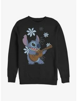 Promo 💯 Disney Lilo & Stitch Stitch Flowers Crew Sweatshirt 🧨