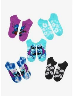 Buy 😉 Disney Lilo & Stitch Tie-Dye No-Show 🧦 Socks 5 Pair ✨