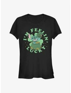 New 🔥 Disney Lilo & Stitch I'm Feelin Lucky 👧 Girls T-Shirt 😀