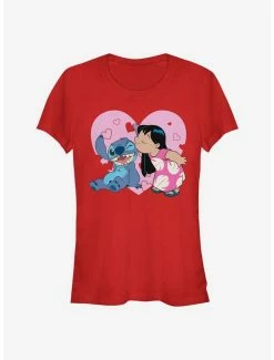 Brand new ⭐ Disney Lilo & Stitch Lilo And Valentine Kisses 👧 Girls T-Shirt 🌟