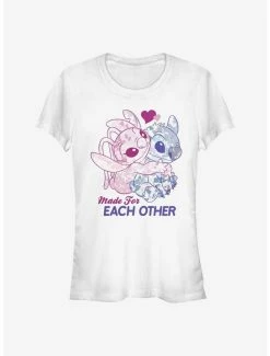 Outlet ⌛ Disney Lilo & Stitch Made For Eachother 👧 Girls T-Shirt 🔥