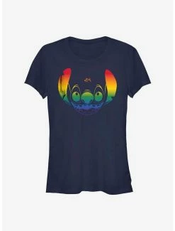 Deals ❤️ Disney Lilo & Stitch Stitch Face Rainbow Pride T-Shirt 💯