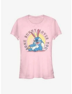 New 👏 Disney Lilo & Stitch Some Bunny Loves You 👧 Girls T-Shirt 👏
