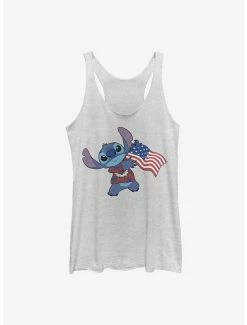 Best Sale 🔔 Disney Lilo & Stitch Tropical Stitch Flag 👧 Girls Tank Htr 🥰