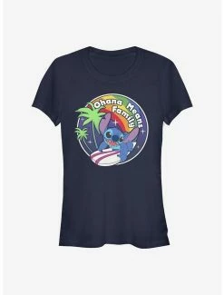 Cheapest ✔️ Disney Lilo & Stitch Rainbow Ohana Means Family 👧 Girls T-Shirt 🌟