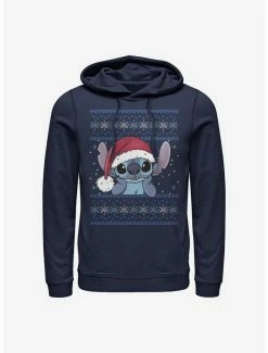 Best Sale ⌛ Disney Lilo & Stitch Holiday Stitch Wearing Santa Hat Hoodie 🎉
