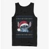 Promo 👍 Disney Lilo & Stitch Holiday Stitch Wearing Santa Hat Tank 💯