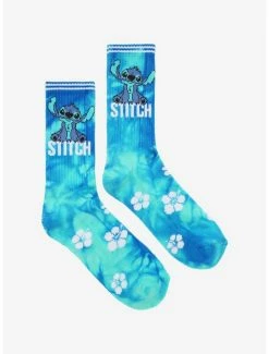 Brand new ✔️ Disney Lilo & Stitch Hibiscus Tie-Dye Crew 🧦 Socks 😍
