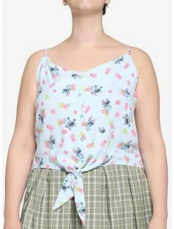 Flash Sale โจ Disney Lilo & Stitch Floral Tie-Front ๐ง Girls Tank Top Plus Size ๐ฅ