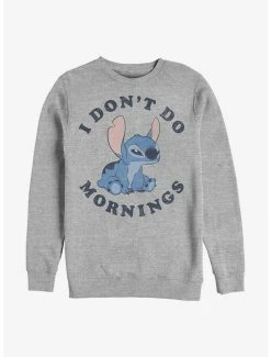 Best Sale 😍 Disney Lilo & Stitch I Don't Do Mornings Crew Sweatshirt 🤩