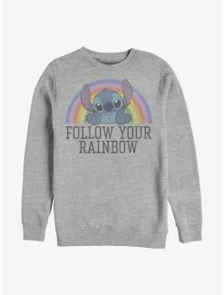 New 🔔 Disney Lilo & Stitch Follow Your Rainbow Crew Sweatshirt ⭐