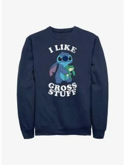 Hot Sale ⌛ Disney Lilo & Stitch I Like Gross Stuff Stitch Crew Sweatshirt 🔔