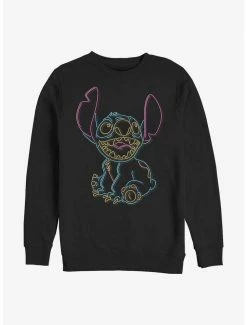 Budget 🧨 Disney Lilo & Stitch Neon Stitch Crew Sweatshirt 👍