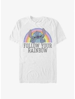 Hot Sale 👍 Disney Lilo & Stitch Follow Your Rainbow T-Shirt 👍 -lilo and stitch shop 17274560 hi