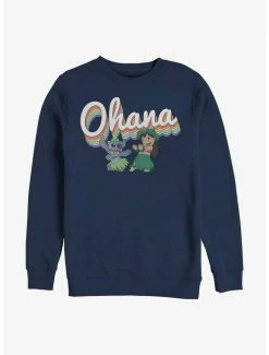 Best Pirce ✨ Disney Lilo & Stitch Rainbow Ohana Crew Sweatshirt 😉