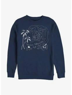 New 🌟 Disney Lilo & Stitch Hawaiian Rollercoaster Ride Crew Sweatshirt ❤️