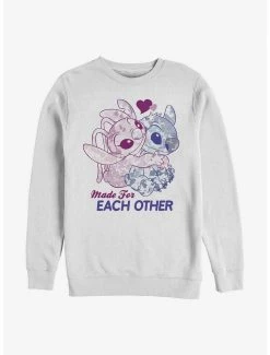 Cheapest 🌟 Disney Lilo & Stitch Made For Eachother Crew Sweatshirt ⌛