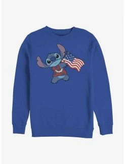 Budget 👏 Disney Lilo & Stitch Tropic Stitch Flag Crew Sweatshirt 💯