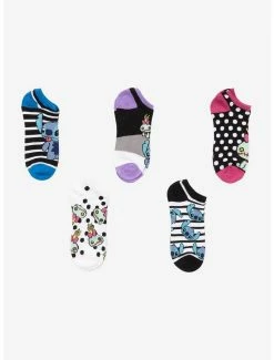 Outlet 👍 Disney Lilo & Stitch Chibi Scrump & Stitch No-Show 🧦 Socks 5 Pair 💯
