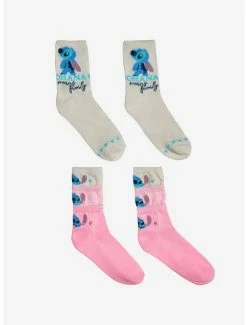 Discount ⭐ Disney Lilo & Stitch Chibi Layered Crew Sock Set 2 Pair 🧨