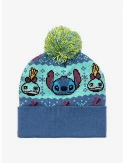 Budget ❤️ Disney Lilo & Stitch Fair Isle Pom Beanie ⌛