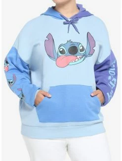 Cheapest 💯 Disney Lilo & Stitch Color-Block 👧 Girls Hoodie Plus Size 🛒