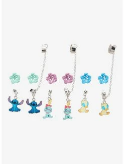 Cheap 👏 Disney Lilo & Stitch Character Floral Cuff Earring Set 🔥