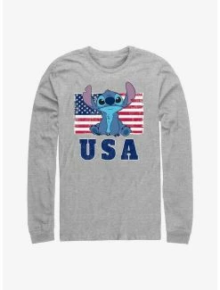 Best Sale 👏 Disney Lilo & Stitch America Long Sleeve T-Shirt 🥰