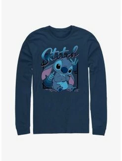 Coupon 🌟 Disney Lilo & Stitch Blue Boy Long Sleeve T-Shirt ❤️