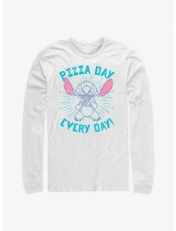 Cheap ⌛ Disney Lilo & Stitch Pizza Day Every Day Long Sleeve T-Shirt ✔️