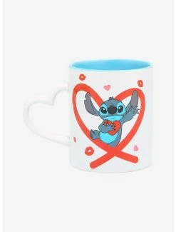 Brand new 😀 Disney Lilo & Stitch Couple Heart Handle Mug 🎉