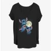 Brand new ✔️ Disney Lilo & Stitch Three Stitch Moon 👧 Girls T-Shirt Plus Size 🛒