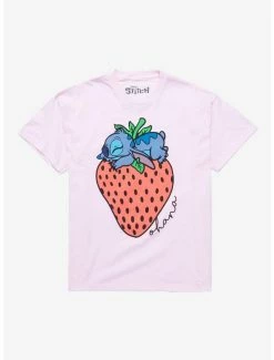 Coupon ✨ Disney Stitch Strawberry Ohana Boyfriend Fit 👧 Girls T-Shirt ⭐