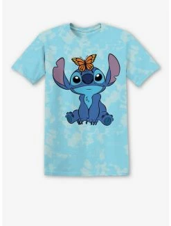 New 🔥 Disney Lilo & Stitch Butterfly Tie-Dye Boyfriend Fit 👧 Girls T-Shirt ❤️