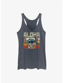 Best Sale 😀 Dsny Lilo Stch Stitch Says Aloha 👧 Girls Raw Edge Tank 😀