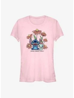Promo 🎁 Disney Lilo & Stitch Chibi Floral 👧 Girls T-Shirt 🔔