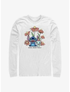 Coupon 🔔 Disney Lilo & Stitch Chibi Floral Long-Sleeve T-Shirt 😍