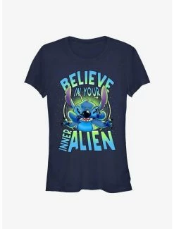 New 😀 Disney Lilo & Stitch Inner Alien 👧 Girls T-Shirt 🌟