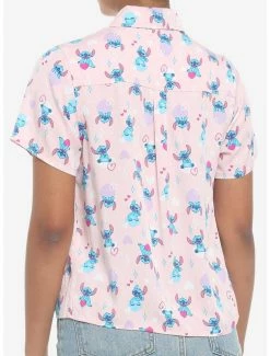 Flash Sale 👏 Disney Lilo & Stitch Hearts Pink 👧 Girls Woven Button-Up 💯 -lilo and stitch shop 19840694 av2