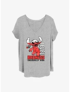 Discount 🎉 Disney Lilo & Stitch Badness Level 👧 Girls T-Shirt Plus Size 🎁