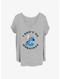 Cheap ⌛ Disney Lilo & Stitch I Don't Do Mornings 👧 Girls T-Shirt Plus Size ❤️