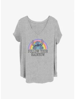 Best deal 🌟 Disney Lilo & Stitch Follow Your Rainbow 👧 Girls T-Shirt Plus Size 💯